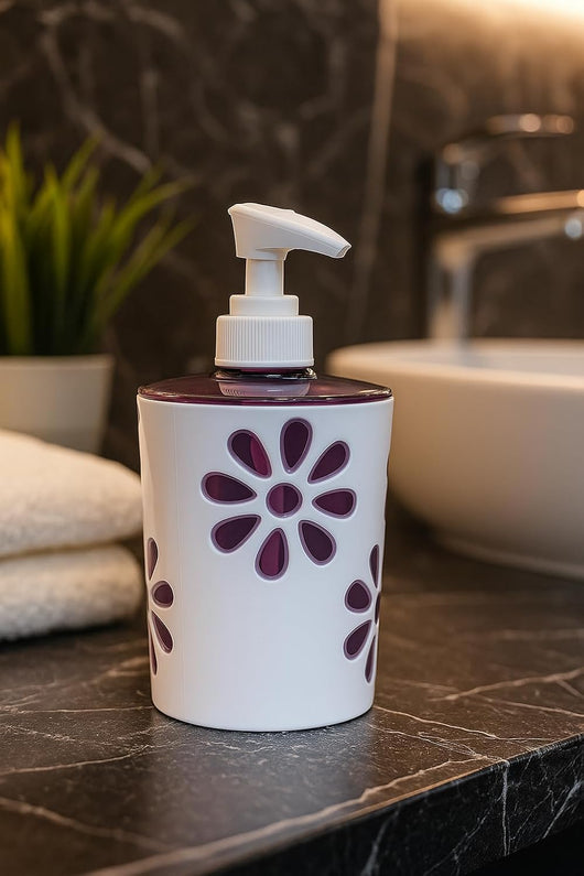 Labor Dispenser Per Sapone In Acrilico Serie Mirage - Fiori Viola