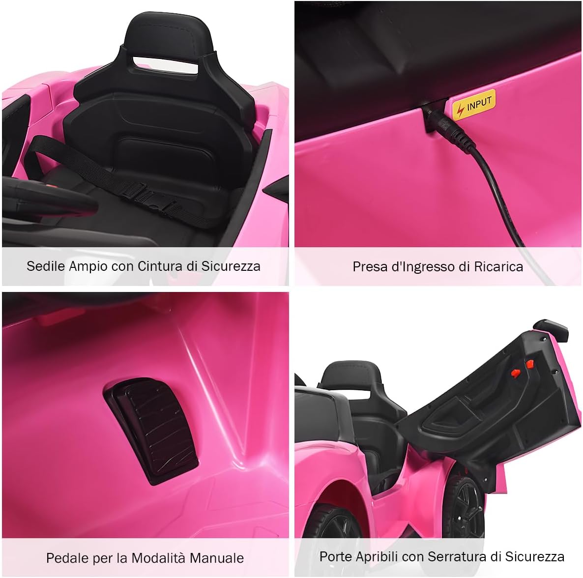 12V Macchina Elettrica per Bambini, Veicolo Elettrico per Bambini con Telecomando e Molla Ammortizzante, Funzione Avvio Dolce, Velocità 3-5 km/h