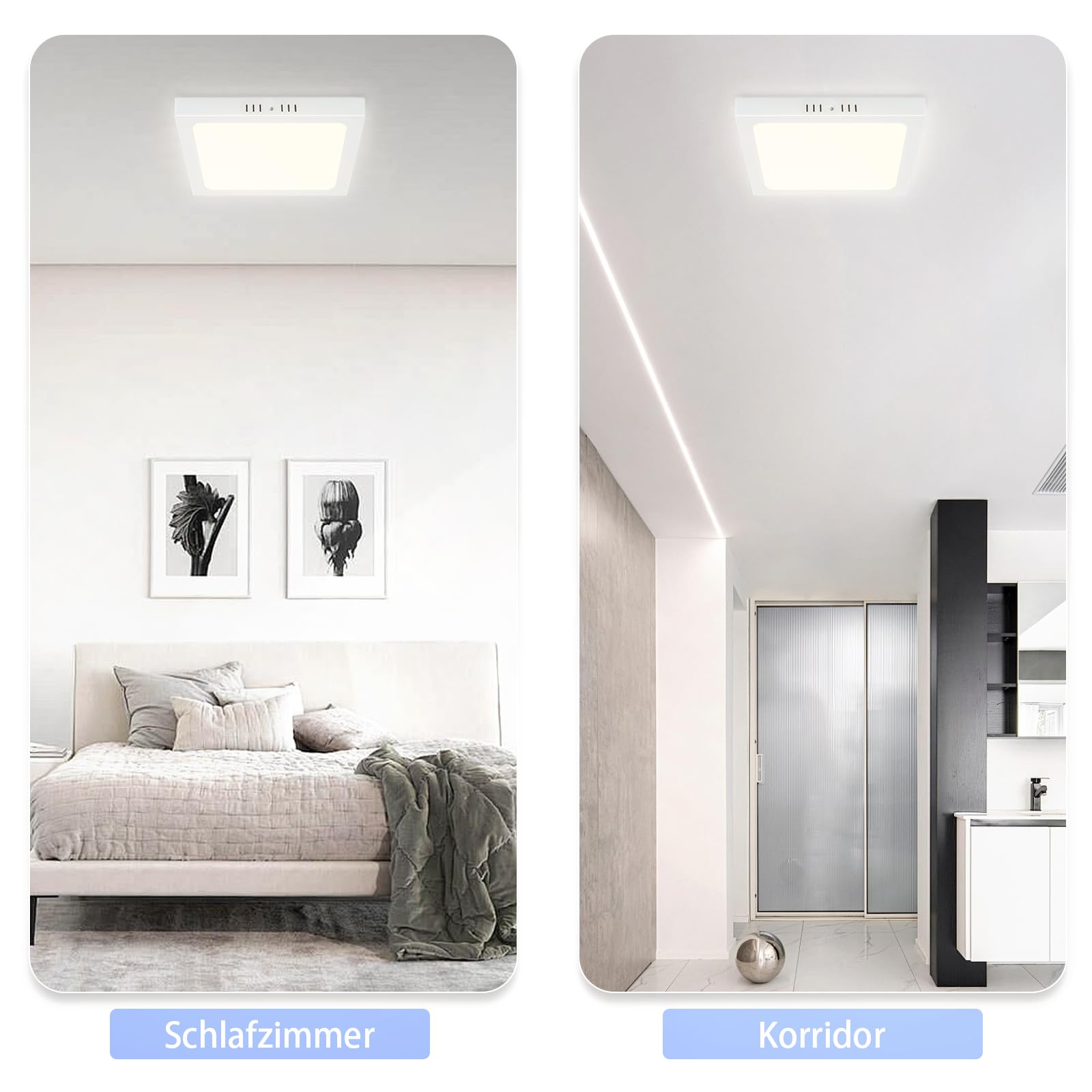 ZMH Lampada da soffitto LED set 3 pezzi rettangolare 18W 23cm 4000K bianca fredda moderna per interni