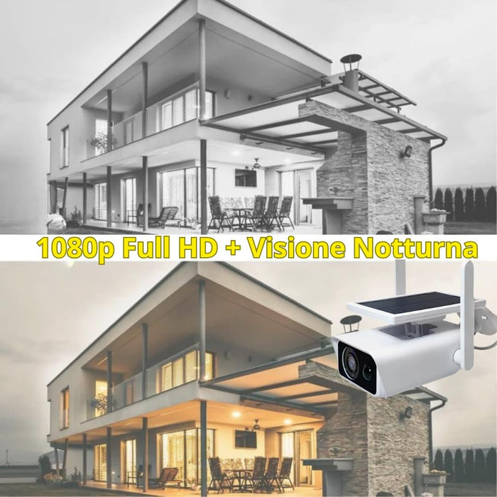 Telecamera WiFi Esterno con Pannello Solare 2MPX, Visione Notturna Infrarossi, Rilevamento Movimento, Audio Bidirezionale, Sicurezza IP con App iCSee e Supporto SD