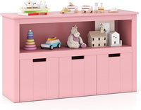 Armadio con 3 Cassetti, Scaffale di Legno con Ruote e Cubi per Giocattoli dei Bambini, Ampio Spazio, Organizer Durevole per Salone Camera da letto Camera dei bambini (Rosa)