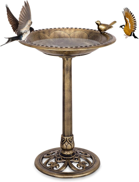 Mangiatoia per Uccelli, Vasca per Uccelli Autoportante da Esterno con Supporto, Stazione di Alimentazione per Uccelli per Balcone Giardino Cortile Patio (Bronzo)