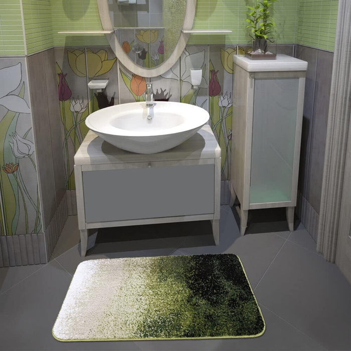 Tappeto Bagno Camera 60x100 cm Sfumato Moderno Morbido Antiscivolo Scendiletto Shaggy Verde