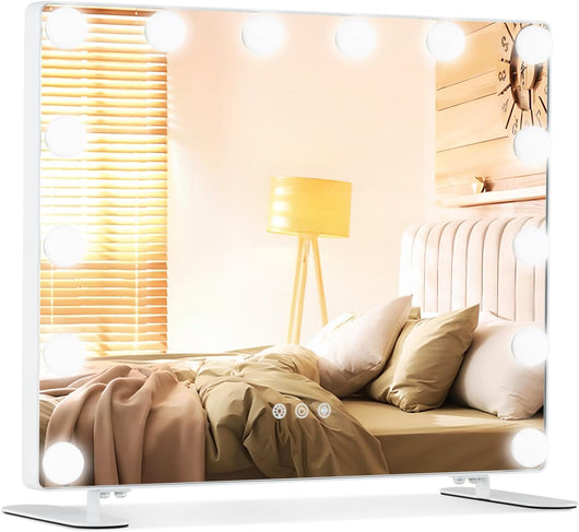 Specchio LED da Tavolo o da Parete, Specchio Rettangolare con 3 Colori, Controllo Touch Intelligente, Specchio da Trucco per Bagno Spogliatoio, 50x40 cm