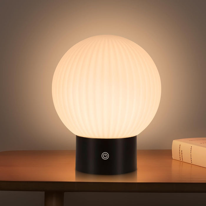 ZMH Lampada da tavolo LED bianca wireless rotonda touch dimmerabile ricaricabile per camera letto comodino