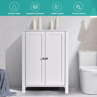 Mobile Bagno con Ripiani 60 x 30 x 80,5 cm, Mobiletto Multiuso con Doppia Anta e Mensola Regolabile, Mobile a Terra Salvaspazio per Casa, Soggiorno e Corridoio (Bianco)