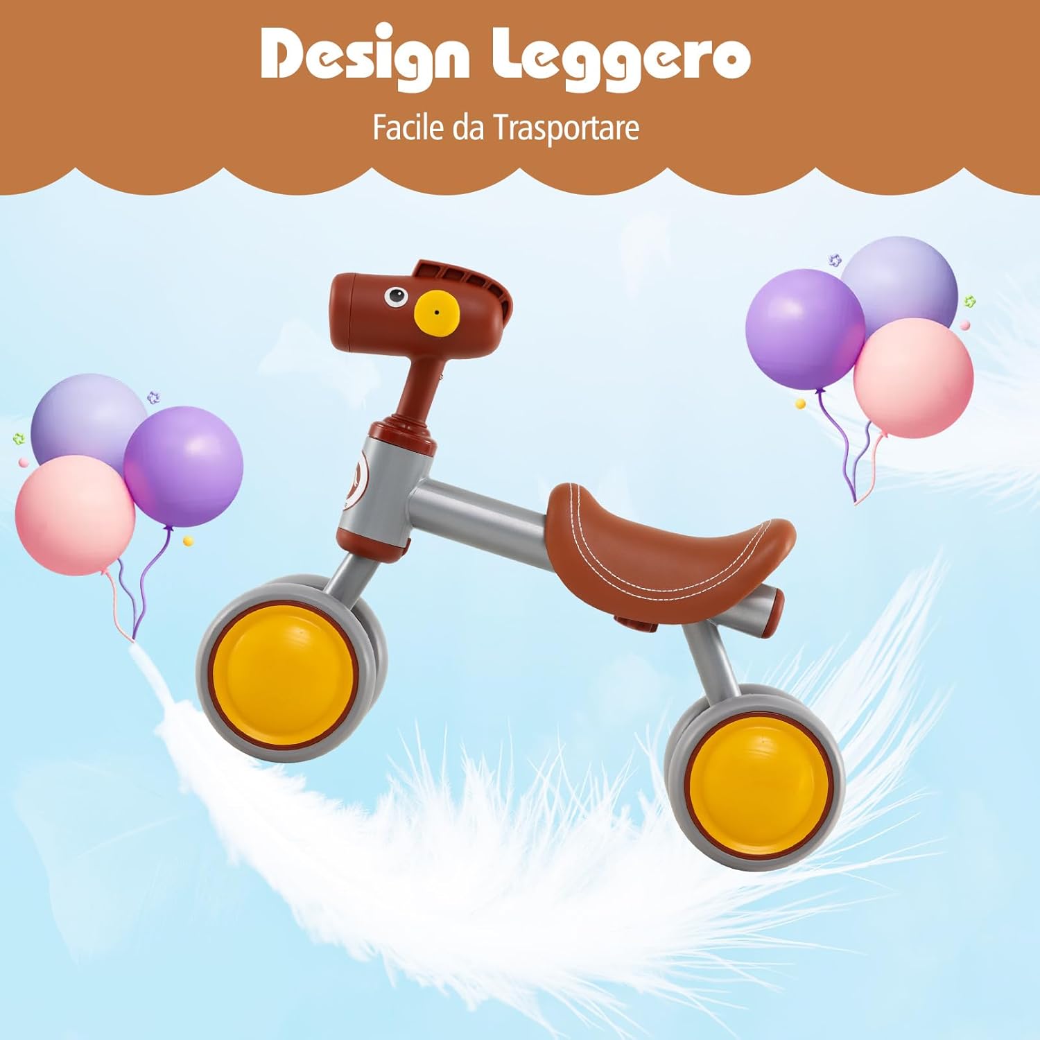 Bicicletta Senza Pedali per Bambini, Bici Equilibrio per Bambini con Sedile in Pelle Aritificiale e Ruote in Schiuma EVA, Bike per Bambini 18-36 Mesi, Portata 25 kg