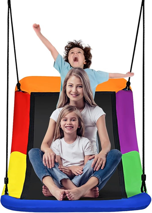 Altalena da Giardino per Bambini, Con Telaio in Metallo, Regolabile in Altezza, Carico Fino a 150 kg, Ideale per Parco, Parco Giochi, Cortile, 80 x 150 cm (Multicolore)