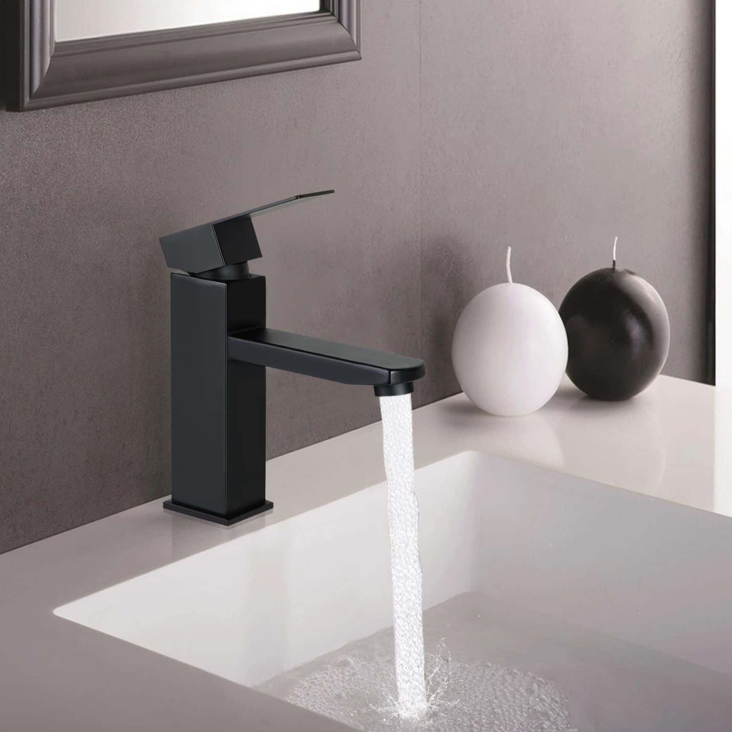 ZMH Miscelatore monocomando in acciaio inox nero miscelatore acqua calda fredda ad alta pressione per bagno