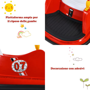 Veicolo Elettrico Macchina Elettrica Design Autoscontro per Bambini, Girevole a 360°, con Luci e Musica, con Telecomando, per Bambini 2-5 Anni (Rosso)