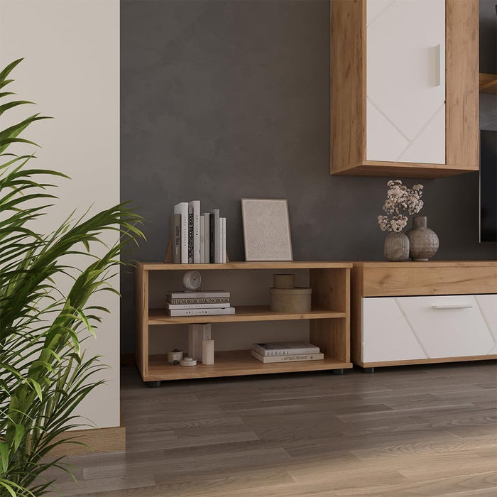 Scaffale Berno, Quercia dorata/bianco, 70.8 x 38.9 cm con 2 scomparti