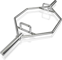 Barra della Trappola Olimpica, Barra Esagonale Pieghevole con Manici Zigrinati, Manicotti 25 cm e Molle, Olympic Hex Trap Bar per Sollevamento Pesi e Bodybuilding, Carico 363 kg(Argento)