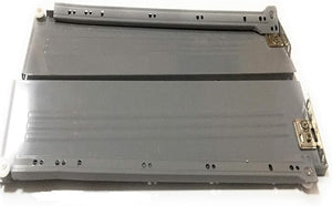 Binari cassetti, in metallo verniciato argento con H 12 cm misura 45 cm, venduto a coppia.