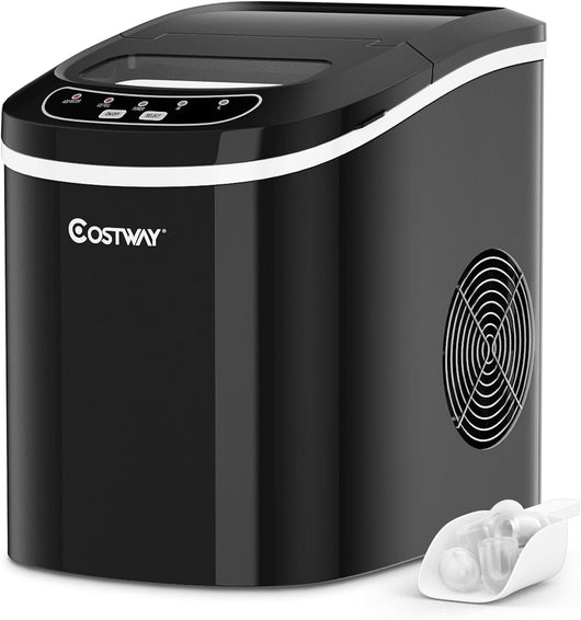 Fabbricatore di Ghiaccio 12kg/24h, Macchine per Cubetti di Ghiaccio, Produttore per Ghiaccio con Serbatoio 2,2L (Nero)