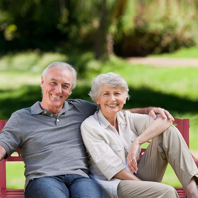 Panchina da Esterno, Panchina in Metallo con Schienale, Sedile Spazioso e Braccioli Ergonomici, Panchina da Giardino, Balcone e Cortile, Portata 280kg, 127 x 59,5 x 62,5 cm