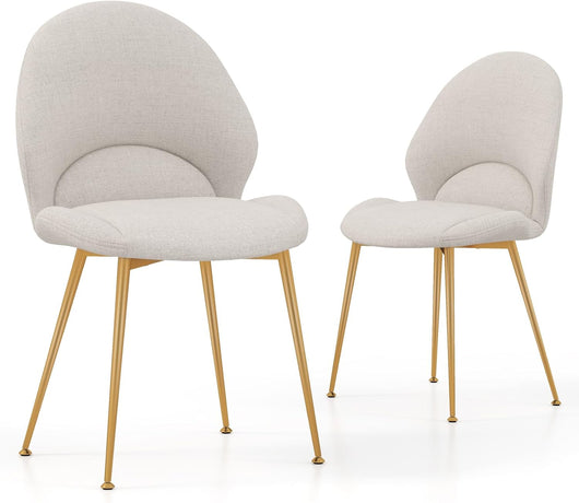 Set di 2 Sedie Imbottite per Sala Pranzo, Sedia per Cucina con Gambe in Legno, Sedia Moderna Comfortevole con Schienale a Curvo e Piedini Regolabili, per Soggiorno, Capacità di 150 kg, Grigio