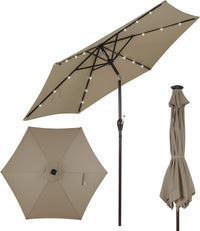 Ombrellone da Giardino con Led Luci ?270 cm, Parasole da Esterno Ombrello da Spiaggia (marrone)