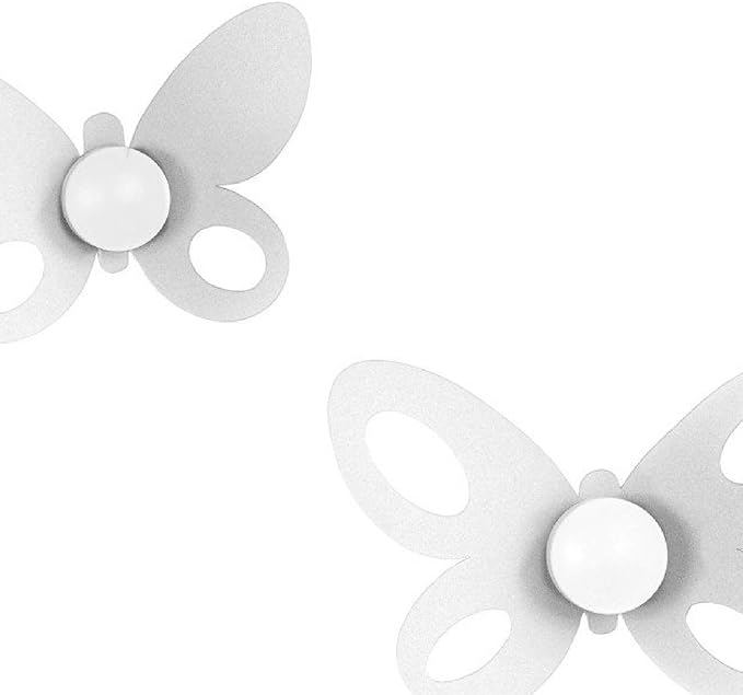 Set 2 ganci da parete Butterfly bianchi in acciaio, resistenti e decorativi per ingresso, bagno e camera, made in Italy