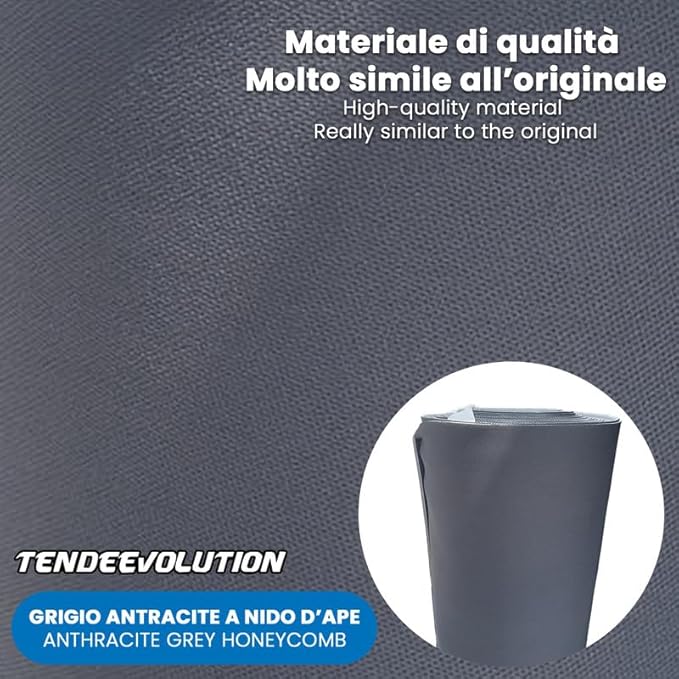 Kit Riparazione Tessuto Cielo Auto - Nido D'ape Grigio Antracite 2 Colle a Pennello - Misura 1,50 x 1 m - Adatto anche per Pannelli Portiere e Pantoni