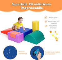 Set di 6 Blocchi per Bambini con Diverse Forme e Colori, Centro Attività Palestrina Giocattolo per Arrampicata e Strisciamento (Viola)