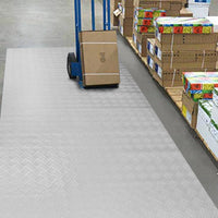 Tappeto Gomma Copri Pavimento 140x12 mt Effetto Lamiera Zerbino Antiscivolo Isolante Robusto Grigio