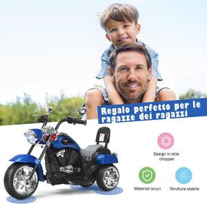 6V Moto Elettriche per Bambini, Moto Cavalcabile Marcia Avanti e Indietro, Portanza di Peso 30kg (Blu)