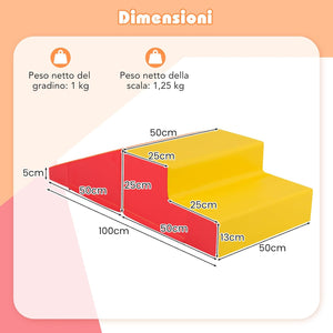 Set di 2 Blocchi per Gattonare e Arrampicare per Neonati e Bambini, Set di Blocchi di Schiuma Morbida per Gioco Attivo Interno, Set di Gioco Morbido per Sviluppo dei Bambini (Giallo e rosso)