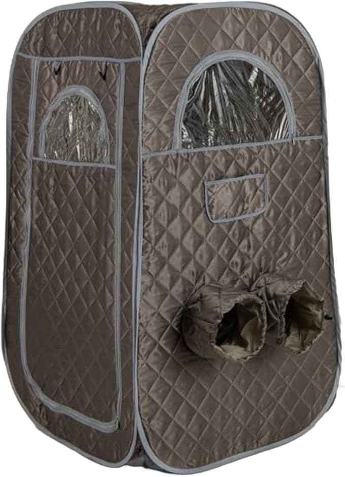 Sauna a Vapore Portatile 3L, Sauna da Casa con 9 Livelli di Regolazione della Temperatura da 40-65℃, Telecomando, Sedia Pieghevole e Massaggiatore per Piedi in Legno (Grigio)