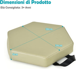 6 Cuscini Esagonali per Bambini con Maniglie, Imbottitura in Schiuma di 5 cm, Sedili Portatili e Flessibili per Asilo Nido, 38 x 34 cm (Morandi)