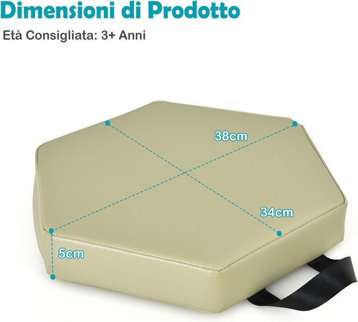 6 Cuscini Esagonali per Bambini con Maniglie, Imbottitura in Schiuma di 5 cm, Sedili Portatili e Flessibili per Asilo Nido, 38 x 34 cm (Morandi)