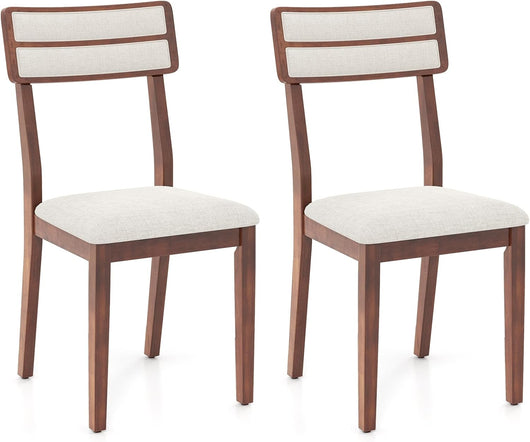 Set di 2 Sedie da Pranzo Moderne, Sedie Cucina in Tessuto con Schienale Inclinato, Gambe in Legno di Gomma e Seduta mbottita, Portata 180 kg, Ideale per Sala da Pranzo, Soggiorno (Marrone)