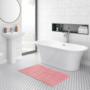 Tappeto Bagno Puro Cotone Morbido 3D Camera Sendiletto Elegante Lavabile Rosa 55x90 cm