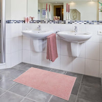 Tappeto Bagno Confortevole Scendiletto 50x80 cm Morbido Antiscivolo Pelo Lungo Rosa