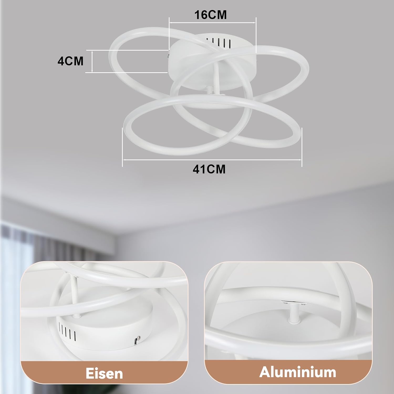 ZMH Lampada da soffitto plafoniera LED metallo 36 cm forma farfalla dimmerabile per soggiorno