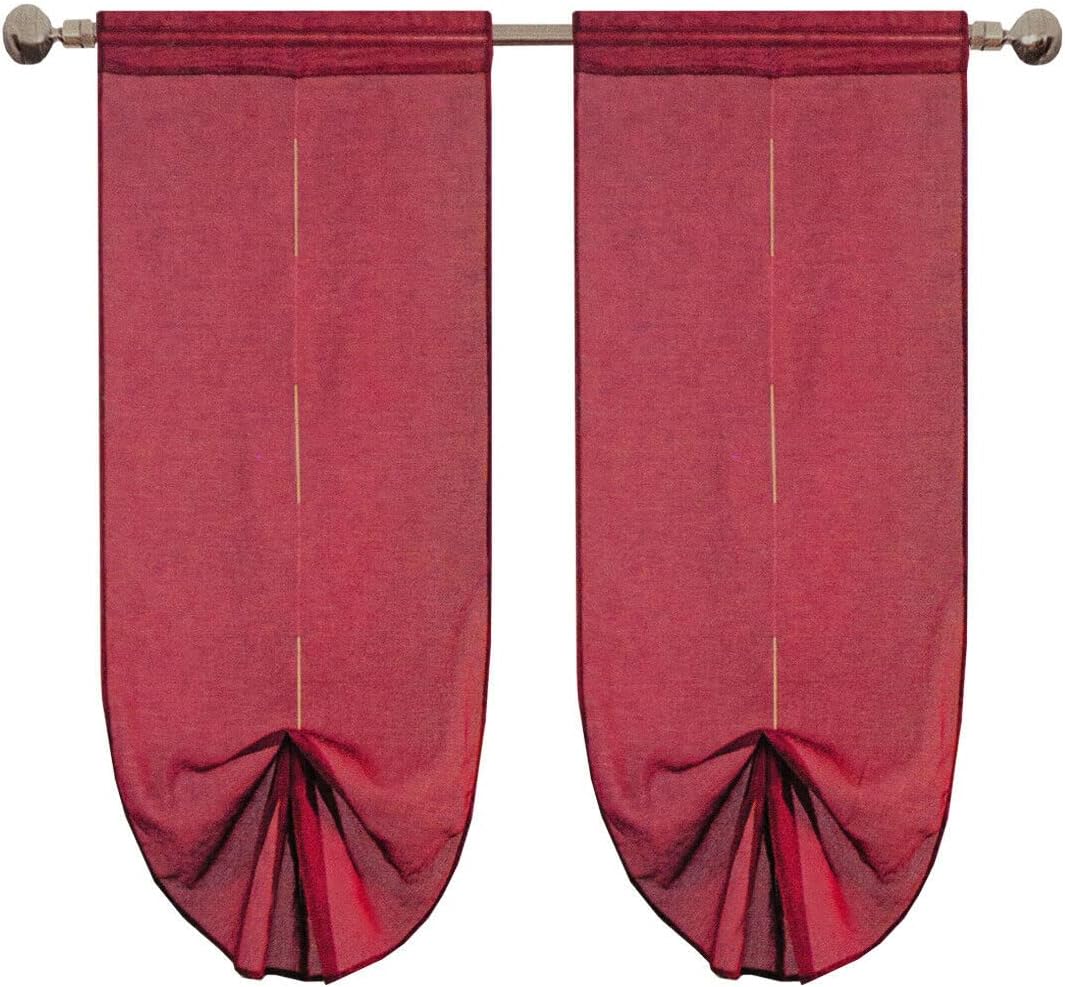 Tende Pacchetto Coppia Regolabili 60x240 cm Finestra Porta Interno Tessuto Casa Bordeaux