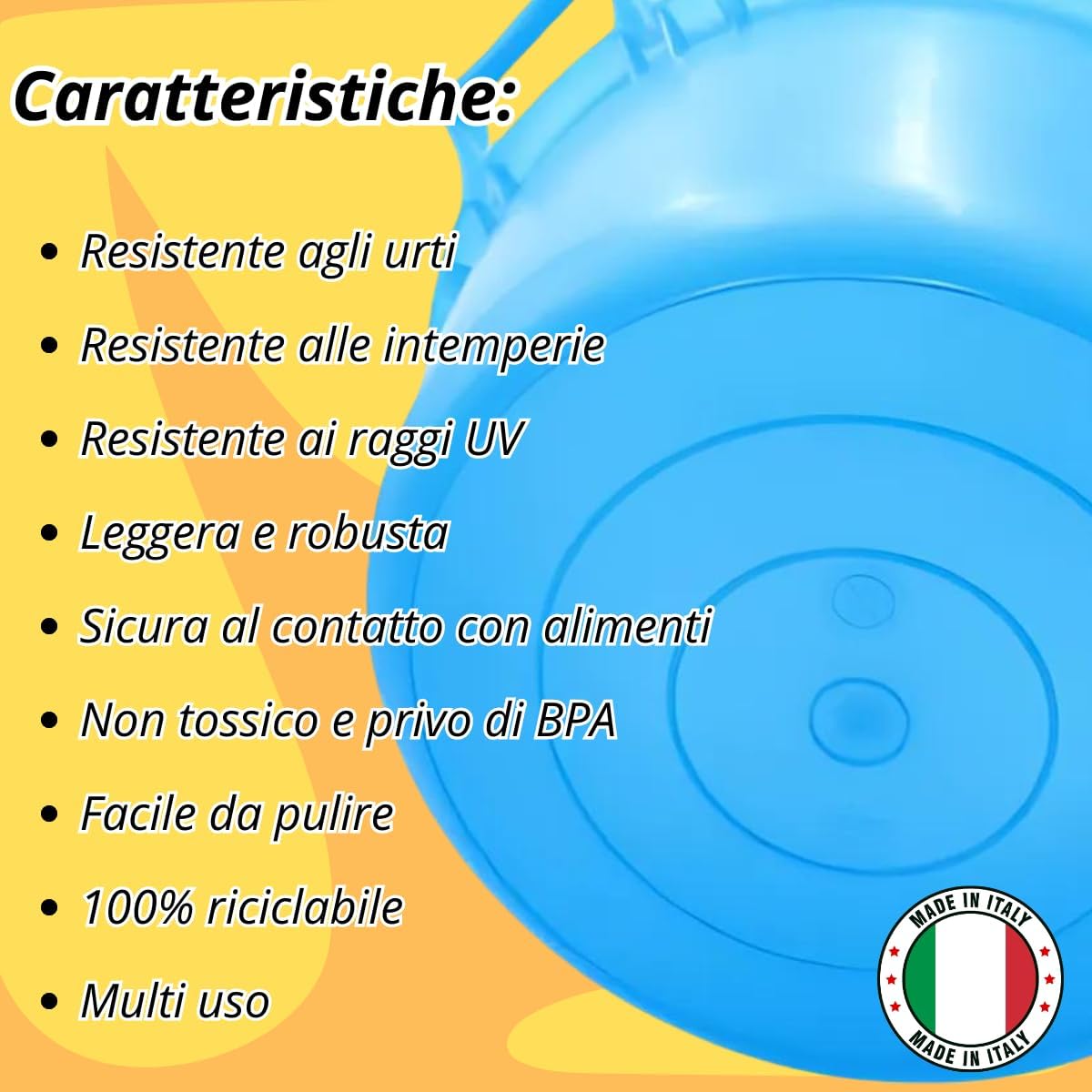 Tomaino - Bacinella Bucato in Plastica Tonda Ø35cm - Contenitore Multiuso per Casa, Lavaggio Panni, Cane, Pediluvio