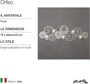 Appendiabiti Orfeo Sabbia da parete con 6 ganci in acciaio, design originale e salvaspazio per casa e bagno, made in Italy