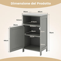 Armadio per Bagno, Mobile Multifunzionale con Anta Singola e Mensola Regolabile, Organizer Moderno di Legno, Tavolino per Casa Salone Camera da Letto Ufficio (Grigio)
