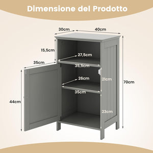 Armadio per Bagno, Mobile Multifunzionale con Anta Singola e Mensola Regolabile, Organizer Moderno di Legno, Tavolino per Casa Salone Camera da Letto Ufficio (Grigio)