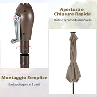 Ombrellone da Giardino con Led Luci ?270 cm, Parasole da Esterno Ombrello da Spiaggia (marrone)