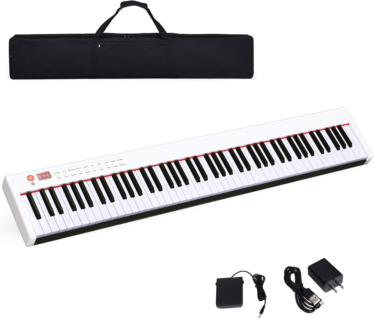 Pianoforte Digitale 88 Tasti, Tastiera Musicale Portatile con Custodia, Pianola Elettronica con 128 Ritmi e Toni, MIDI e Funzione di APP Bluetooth, per Principianti