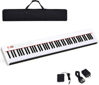 Pianoforte Digitale 88 Tasti, Tastiera Musicale Portatile con Custodia, Pianola Elettronica con 128 Ritmi e Toni, MIDI e Funzione di APP Bluetooth, per Principianti