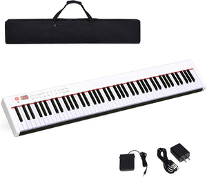 Pianoforte Digitale 88 Tasti, Tastiera Musicale Portatile con Custodia, Pianola Elettronica con 128 Ritmi e Toni, MIDI e Funzione di APP Bluetooth, per Principianti