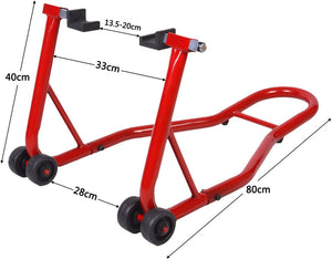 Cavalletto per Moto, Cavalletto Posteriore Moto Universale, Regolabile in Larghezza (rosso)