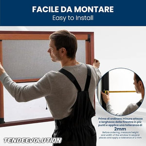 Zanzariera Avvolgibile Sali e Scendi Su Misura - Larghezza 1,40 x Altezza 1,70m - Struttura Bronzo con Freno, Protezione Insetti