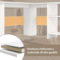 Scrivania Angolare per Computer con Ripiani, Scrivania Porta PC in Legno, Scrivania Salvaspazio e Moderna per Ufficio e Studio, 130 x 130 x 72,5 cm (Bianco)