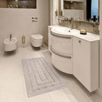 Tappeto Bagno 60x40 cm Puro Cotone Elegante Lussuoso Morbido Scendiletto Antiscivolo Beige