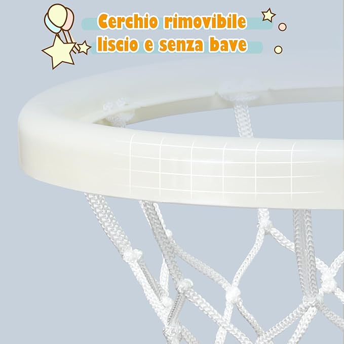 Canestro da Basket, Centro Attività 3 in 1 per Bambini, Canestro da Basket con Porta da Calcio e Gioco degli Anelli, Set Basket e Calcio a Forma di Orso, Ideale per Bambini (Rosa)