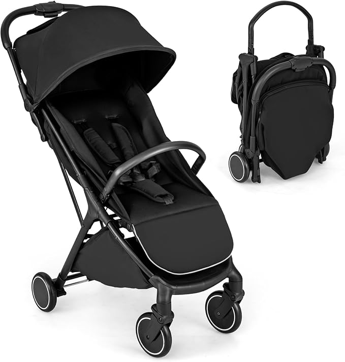 Passeggino Leggero per Bambini, Passeggino da Viaggio con Schienale Regolabile, Passeggino Portatile per Bambini con Schienale Reclinabile e Cappotta Regolabile, per Bambini 0-3 Anni