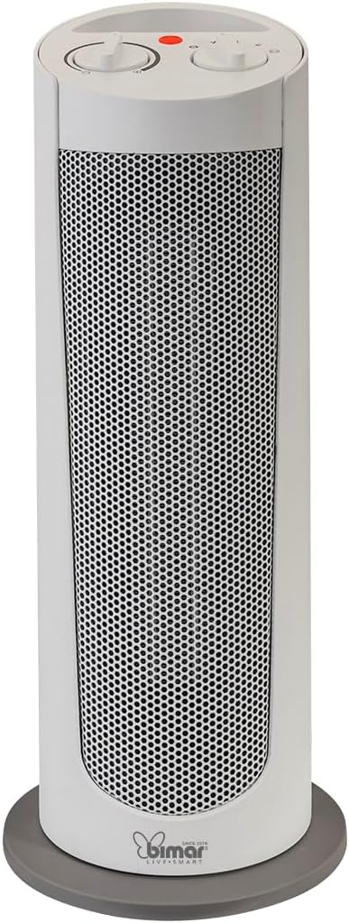 Bimar HP129 Stufetta Elettrica a Colonna, Termoventilatore PTC Elettrico 2000W a Basso Consumo, Termostato Regolabile e 2 Potenze